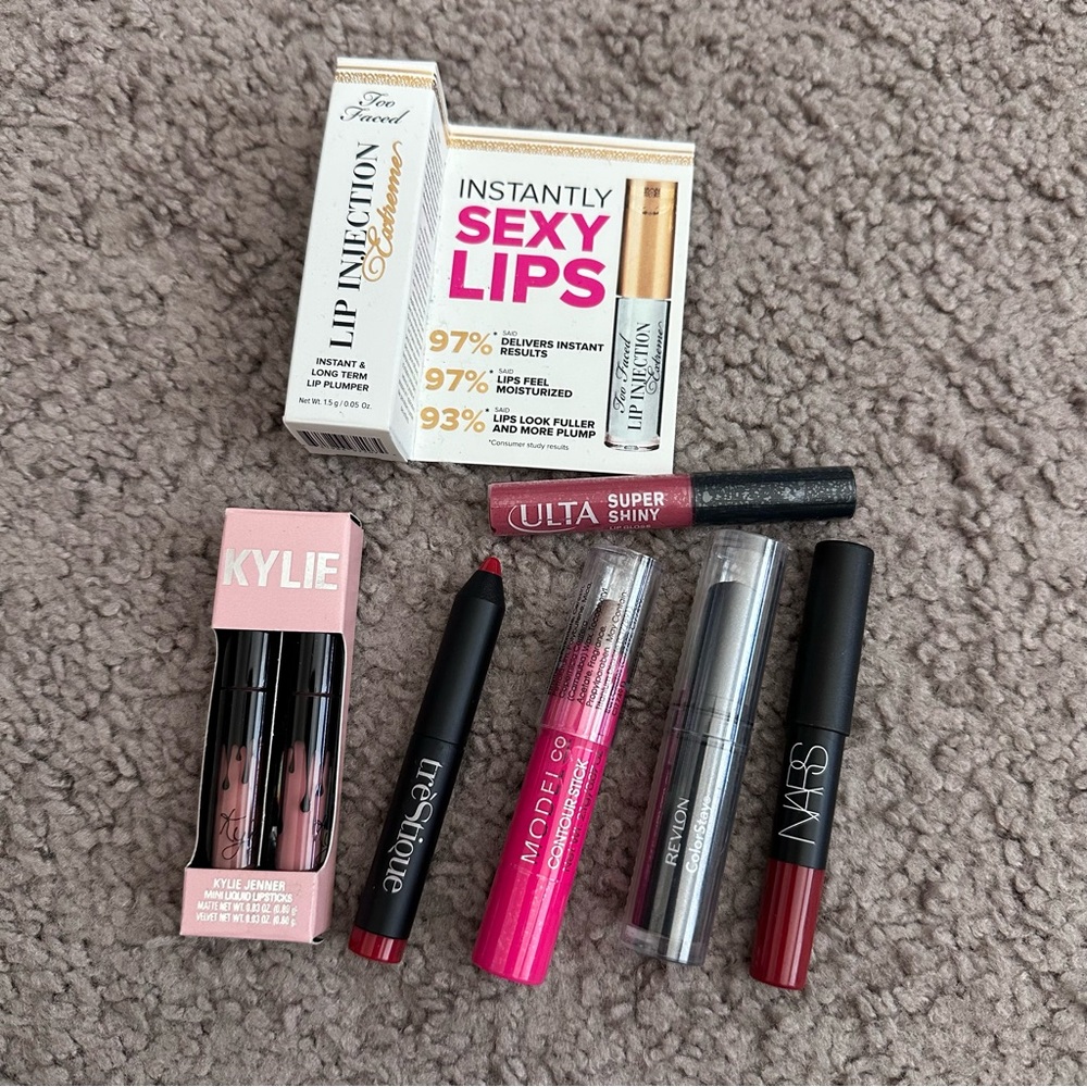 Lot of 9 Lip Gloss Liquid Lipstick Nars Too Faced Kylie Jenner Revlon